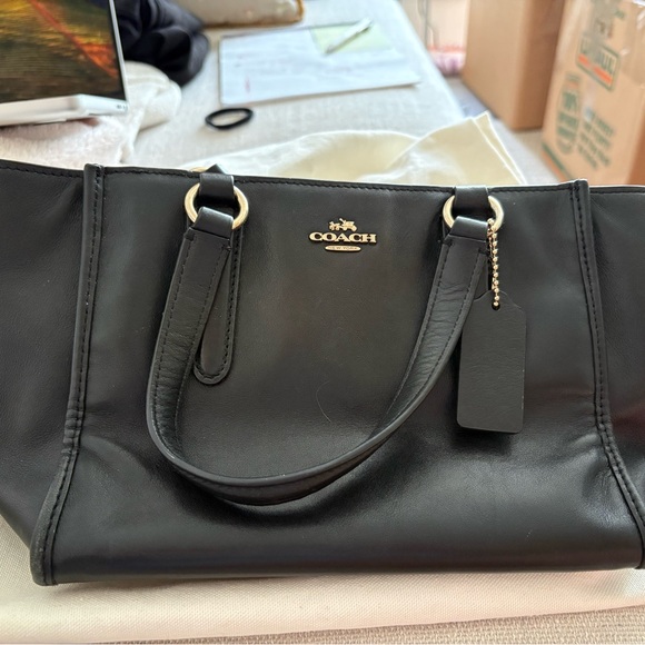 Coach Black Leather Tote with Gold Accents - Picture 3 of 3